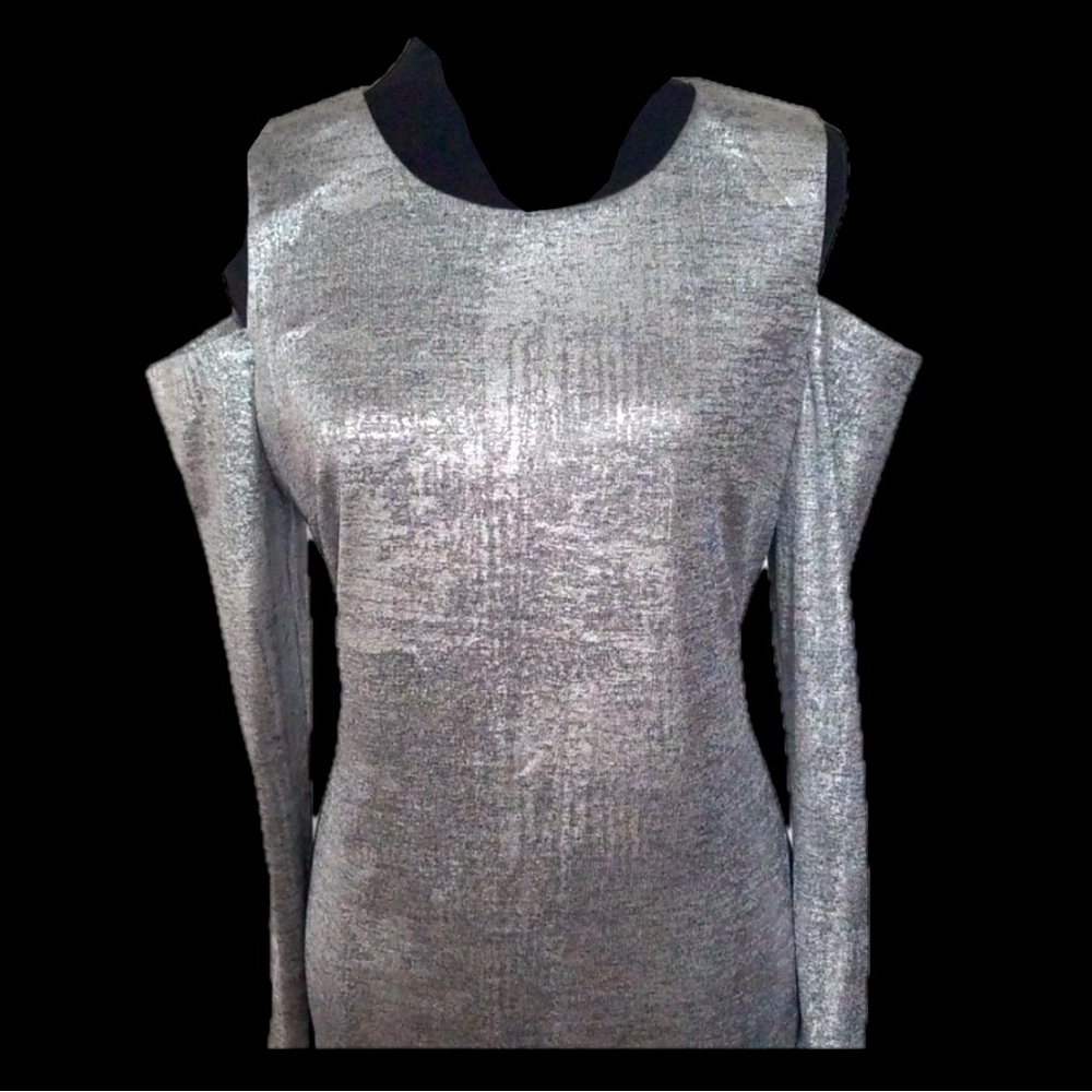 Calvin Klein Dress Size 16 in a cool silver, stretchy material. Very nice.